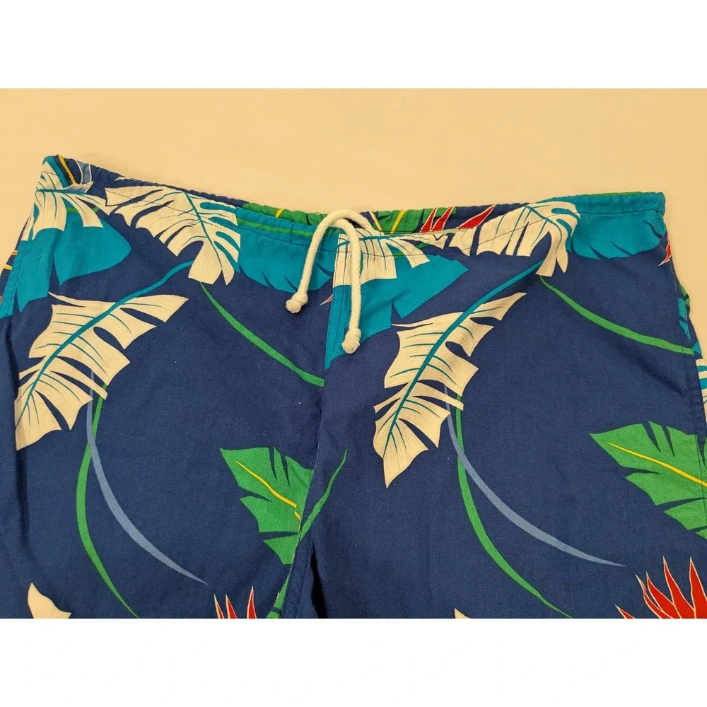 Vtg Kai Nani Shorts Men 37 Hawaiian Floral Bermuda Swim Trunks Drawstring Hawaii